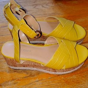 Marc Fisher brand new yellow wedges